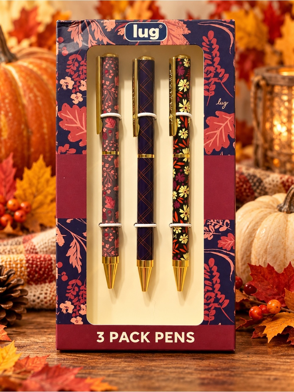 Lug 2026 Fall Box 3-Pack Pens – Harvest Prints Collectible Seasonal Set